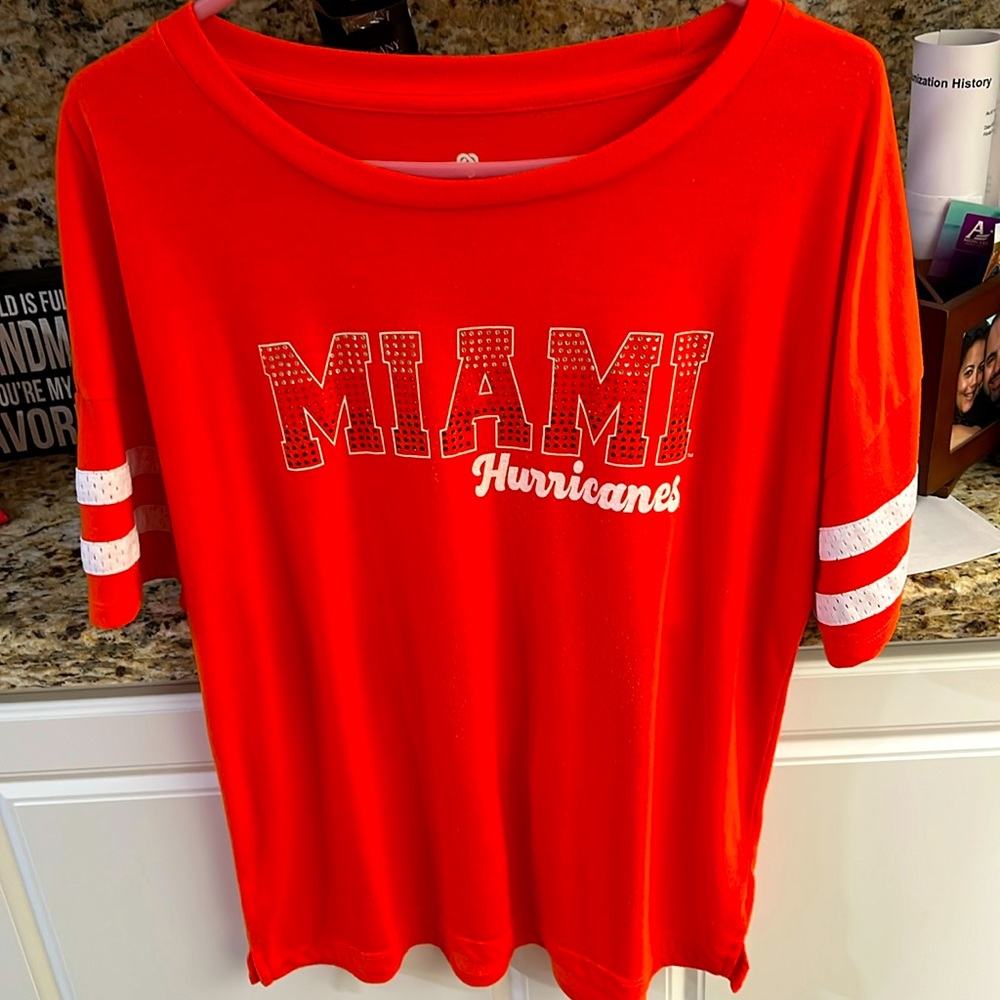Miami Hurricanes Football Tee Shirt Sz L - Picture 2 of 6
